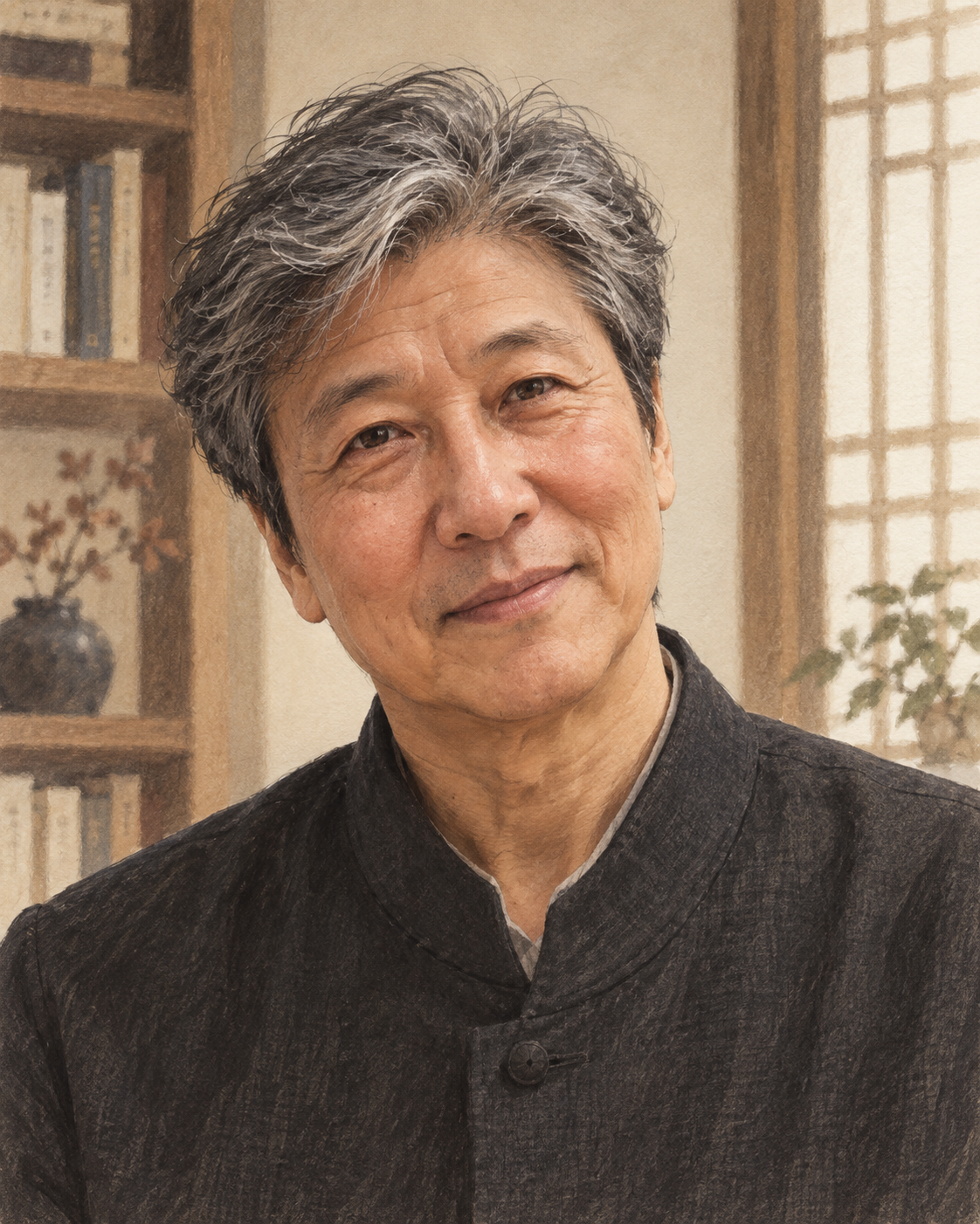 책장과 창가 앞에서 너를 바라보는 길수할배